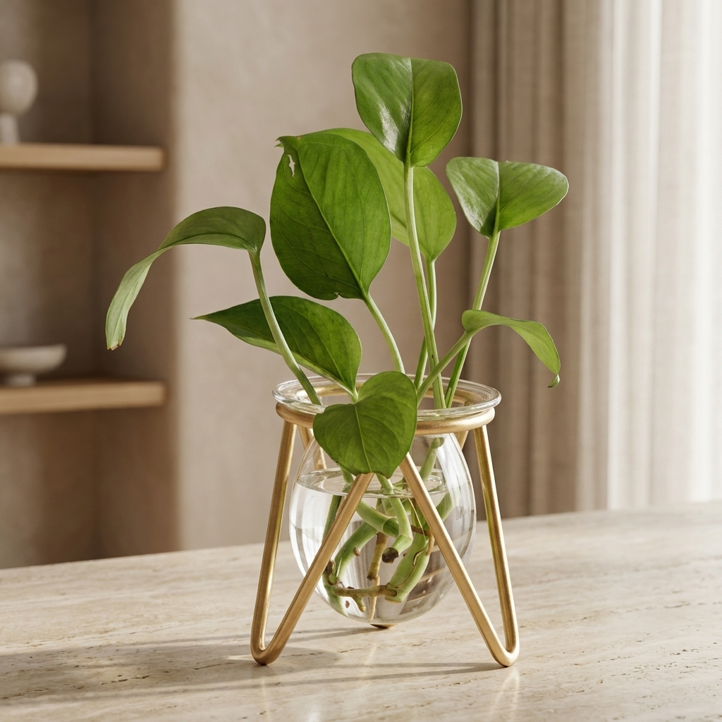 glass bowl for money plant Verdure Gold Tripod Bowl Vase – Avertta